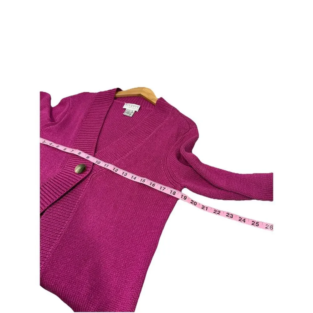Vintage Talbots Collection‎ Magenta Pink Silk Cotton One Button Sweater Womens L